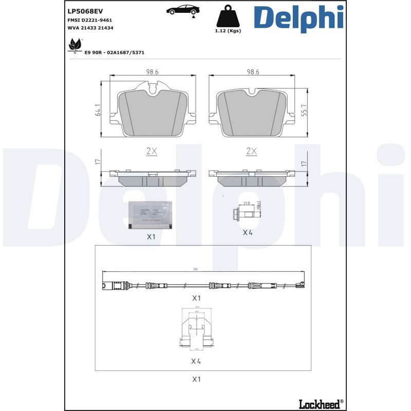 34206888832DE2 LP5068EV Brake Pad Set, disc brake